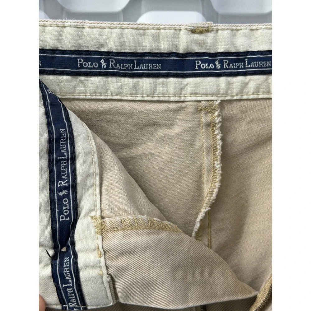 Polo Ralph Lauren Tyler Shorts Mens 38 Khaki Good Pleated Chino Made in USA